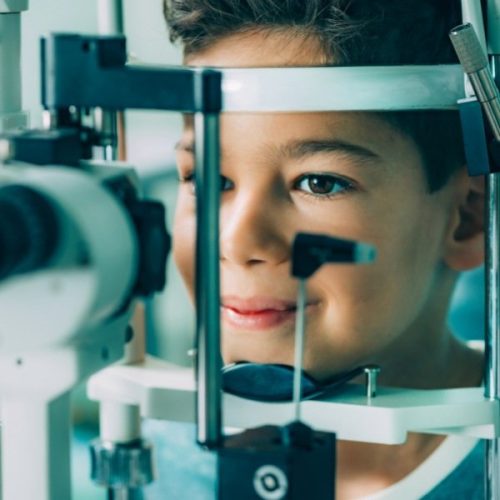 child at eye exam