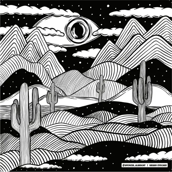 Spencer Albright artwork for Urban Eyecare artist cloth series Phoenix AZ
